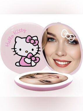 Impressions Vanity Hello Kitty Pretty Pink LED Compact Mirror - 3X Magnification